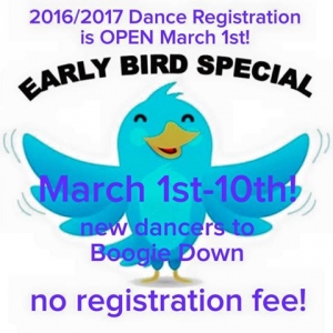 "Early Bird Special" 2016/2017 Dance Registration